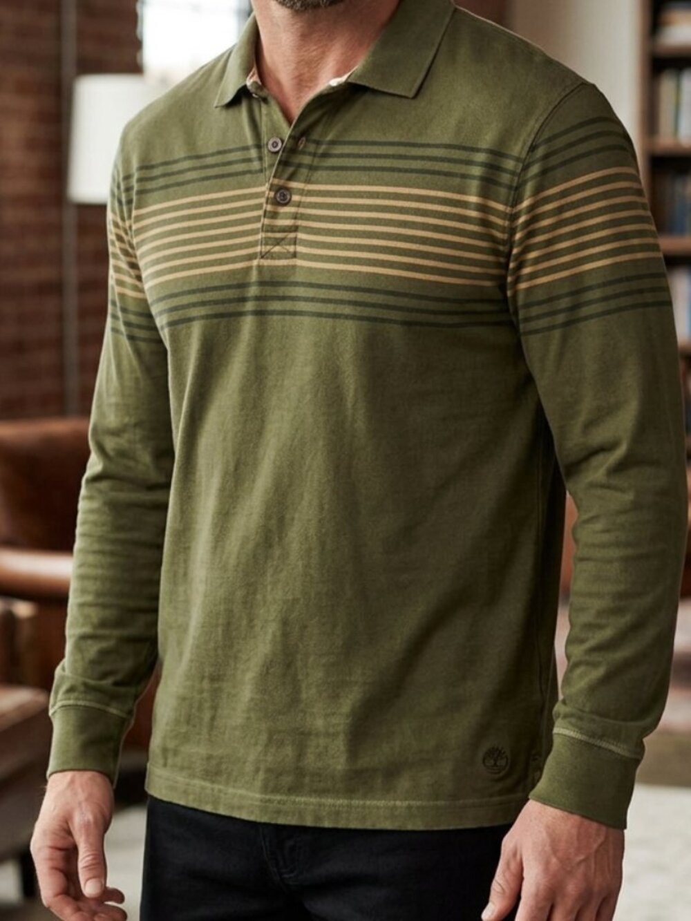 Timberland 100% Cotton Long Sleeve Polo Shirt